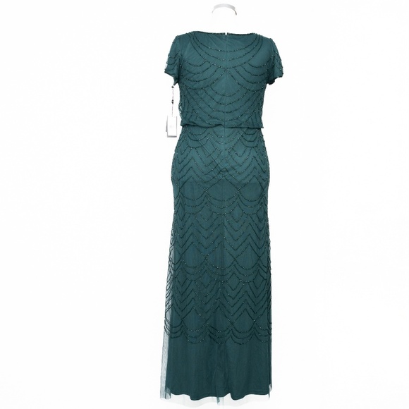 Adrianna Papell - Beaded Blouson Dolman-Sleeve Gown - Picture 3 of 12